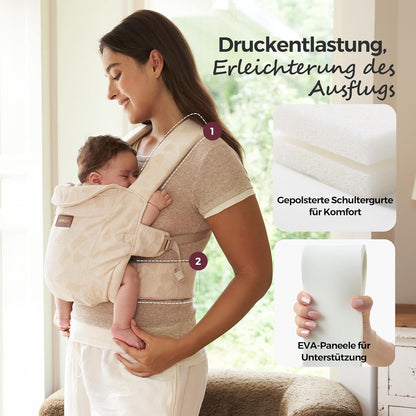 Ergonomische Babytrage mit Nackenstütze, Grau
