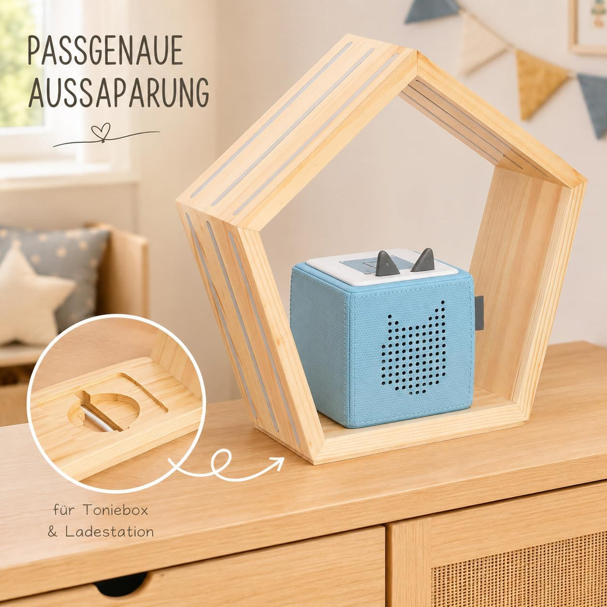 Regal für Toniebox mit Tonies Halterung (Holz)
