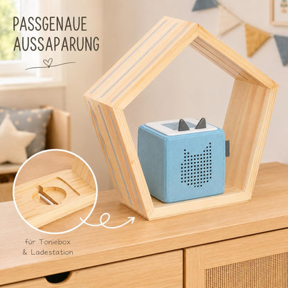 Regal für Toniebox mit Tonies Halterung (Holz)