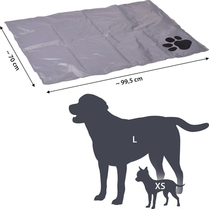 Selbstkühlende Hundematte mit Pfotenmuster, Grau