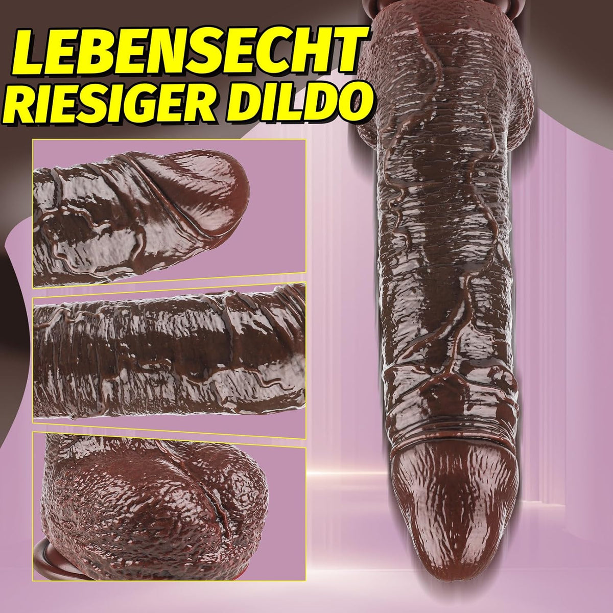 Realistischer Vibrator mit 9 Modi und Stossfunktion, Braun