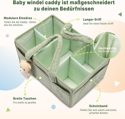Baby-Windel-Caddy Organizer für Wickeltisch, Grün