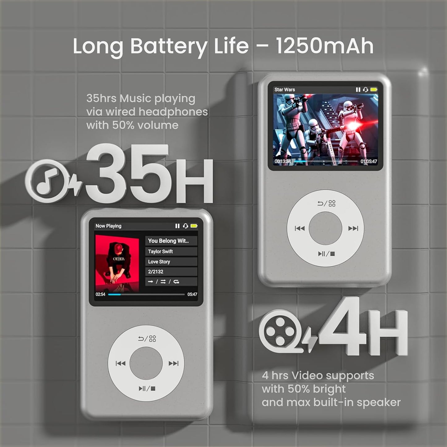 MP3-Player mit Bluetooth und Touch Wheel-Steuerung, silber