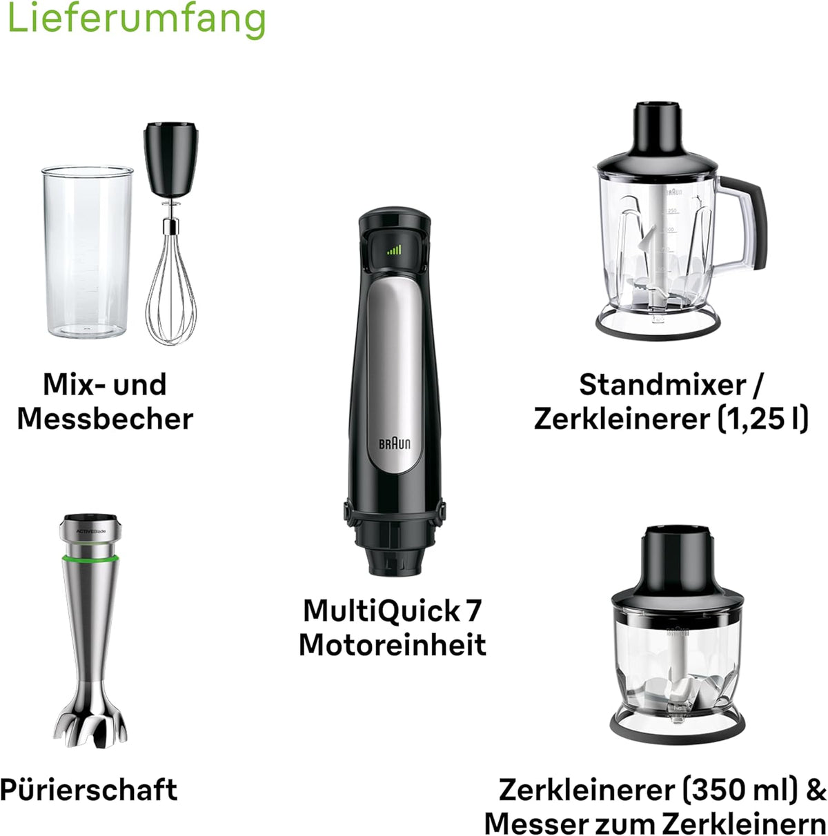 Stabmixer MultiQuick 7 MQ7045X, Standmixer-Aufsatz ; Schwarz