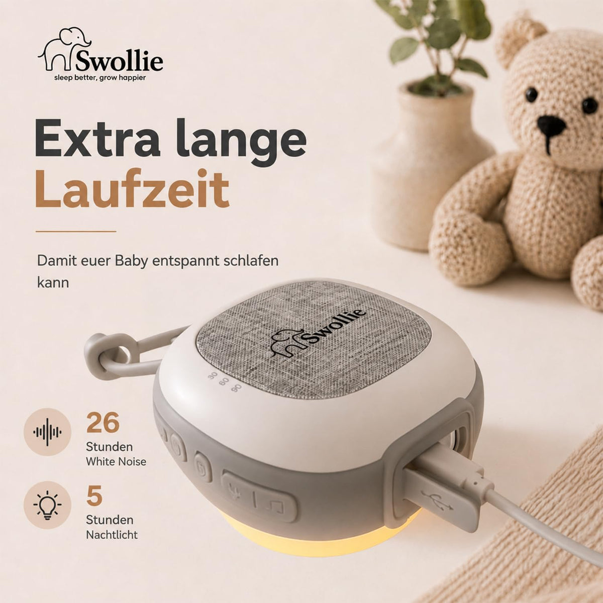 White Noise Gerät & Nachtlicht mit Soundsensor