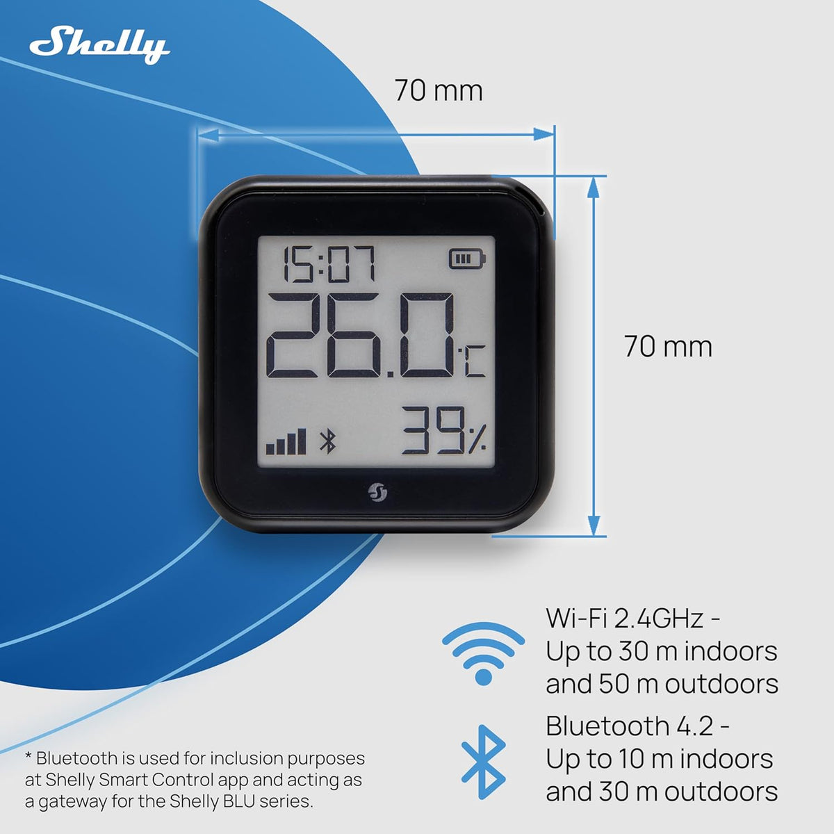 AZ H&T Gen3 WLAN Smart Temperatur- und Feuchtigkeitssensor, Schwarz