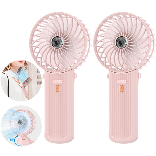 2er-Set Faltbarer Mini-Handventilator, Rosa+rosa