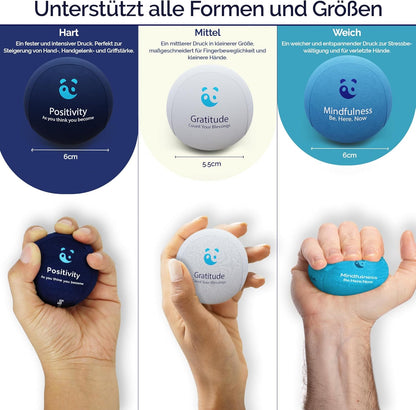 3er-Set Gel-Stressball, Meeresbrise, Ozeanblau, Wolkenweiss