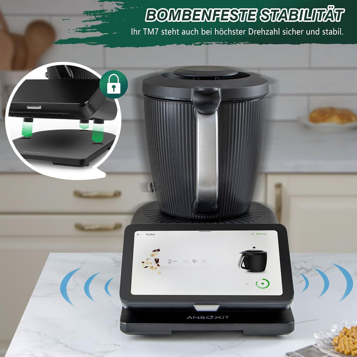 Gleitbrett für Thermomix TM7 mit Rollen, Schwarz