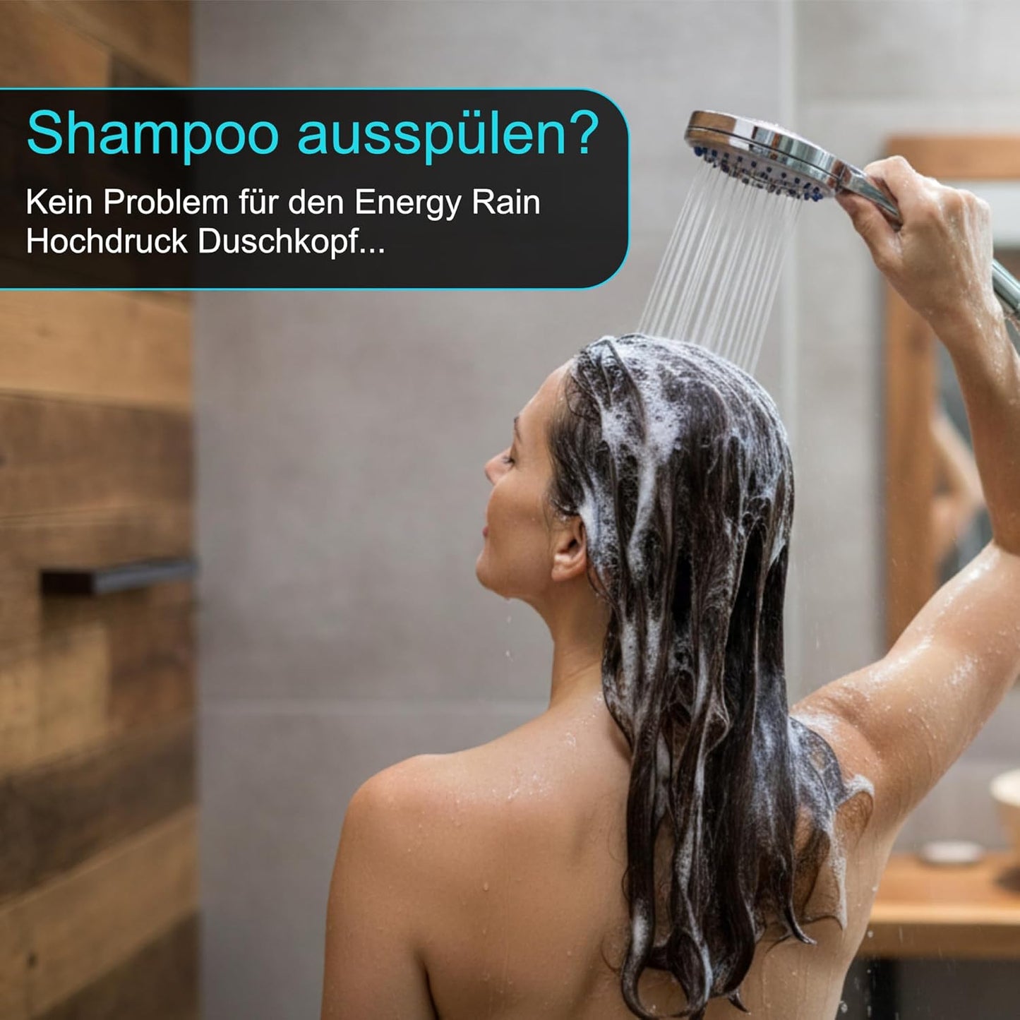 Duschkopf Energy Rain mit 9 Strahlarten, wassersparend, Chrom - Hochdruck-duschkopf