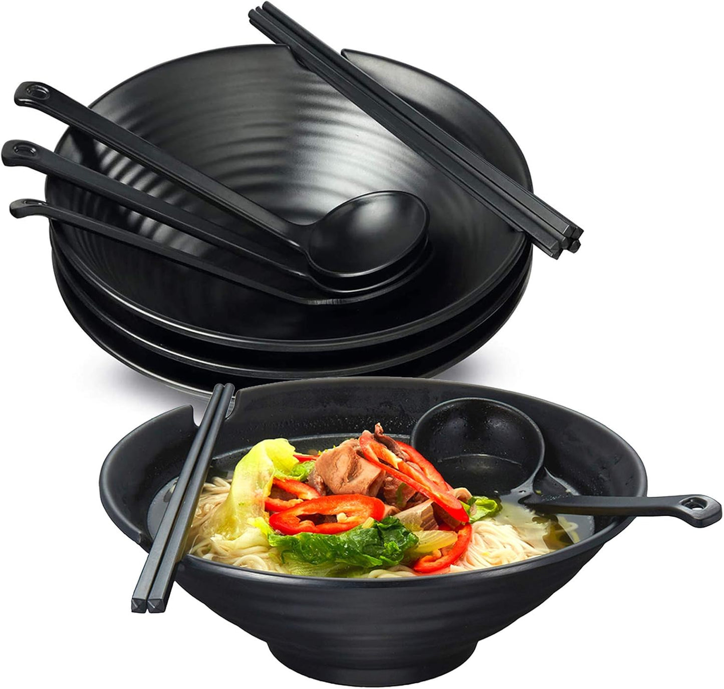 Japanische Ramen Schüssel Set, Schwarz 4