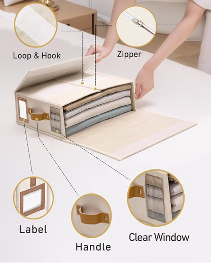 Linen Bettwäsche-Organizer Box 3er-Set, Linen Beige