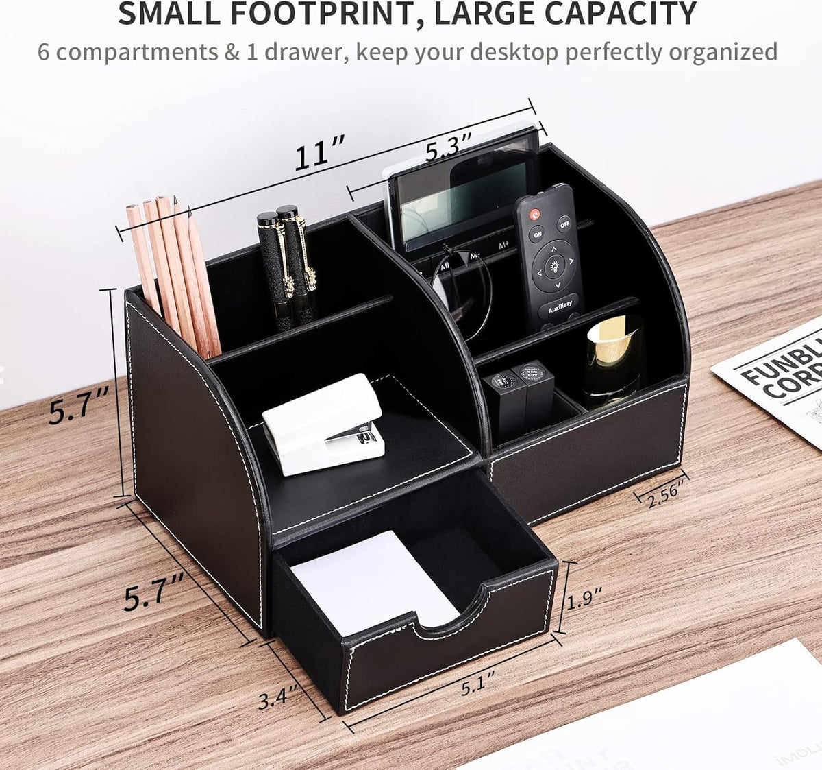 Schreibtisch Organizer mit 7 Fächern, Schwarz