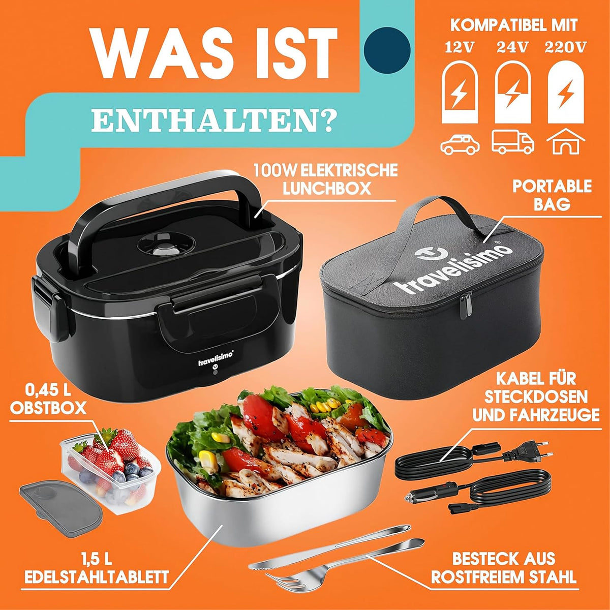 Elektrische Lunchbox, Schwarz