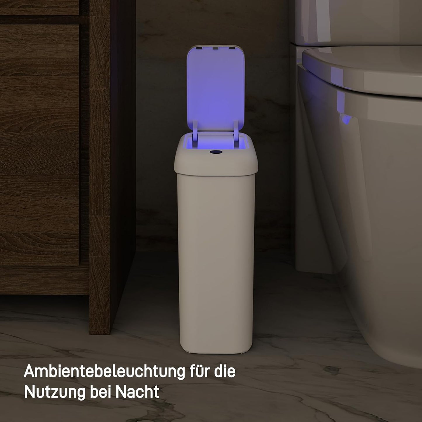 Automatischer Sensor-Mülleimer mit Innenbeleuchtung, 10 Liter-Sensor Weiss