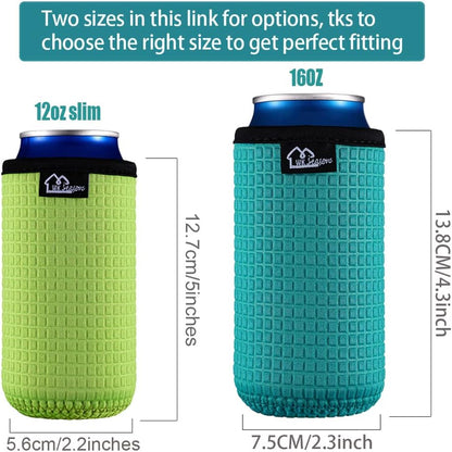 Slim Can Cooler Set, Green/Orange/Grey/Light Blue 12OZ slim