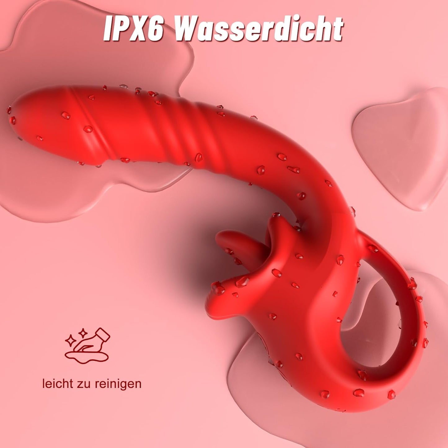 Vibrator mit Stoss- und Vibrationfunktion für Frauen, Rot