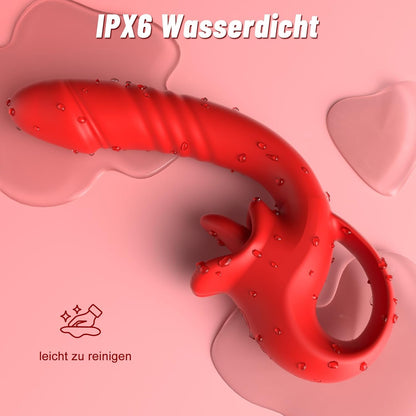 Vibrator mit Stoss- und Vibrationfunktion für Frauen, Rot
