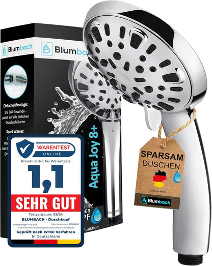 Hochdruck Duschkopf mit 8 Strahlarten, 8L/Min. 8 Strahlarten / Sparduschkopf