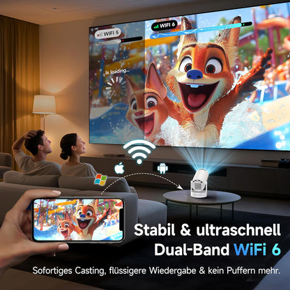 Smart Mini Beamer mit 4K/1080P Unterstützung, Grauweiss