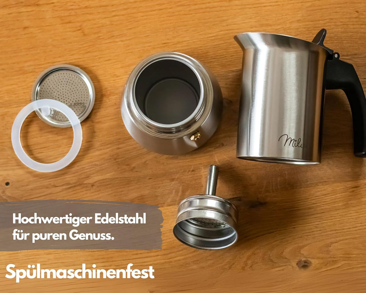 Espressokocher für Induktion mit Zubehör, 300 ml (Standard) Wood