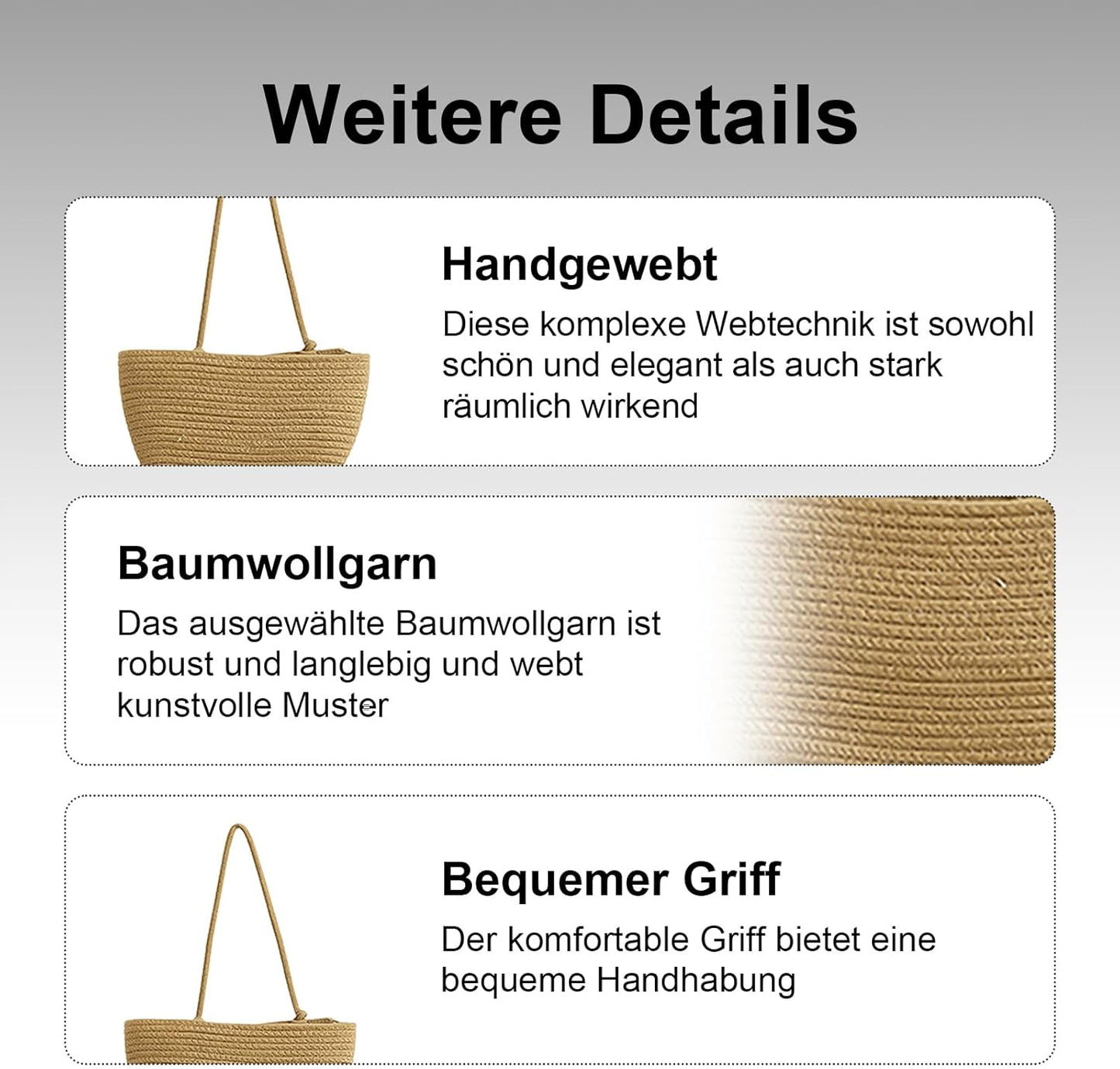 Hänge-Organizer aus Baumwollseil, Grasgelb