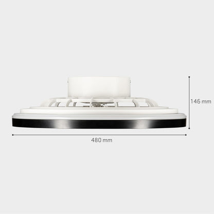 Deckenventilator mit dimmbarer LED-Leuchte, 48 Cm Black White