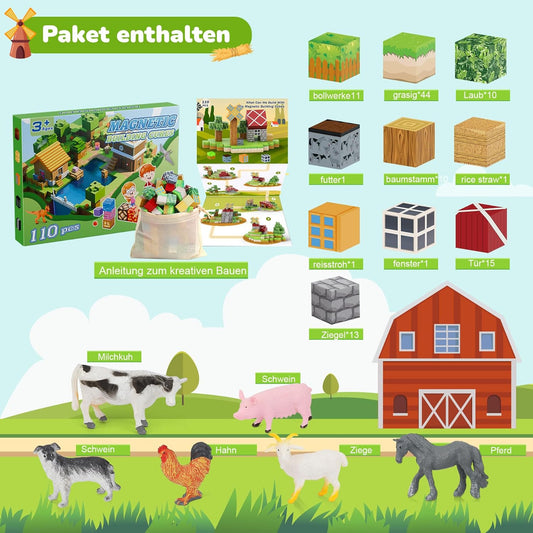 110-teilige Magnetblöcke Minen-Set, 110 Bauernhaus