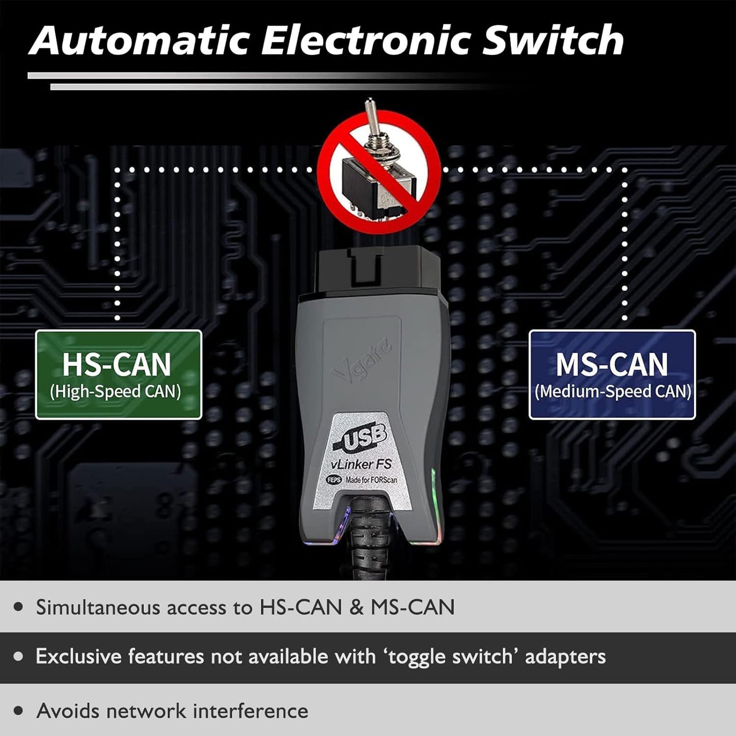 OBD-II USB Diagnosegerät für FORScan mit Auto Switch