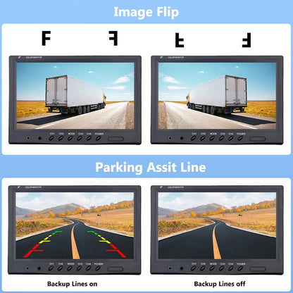 Rückfahrkamera-Set mit 9 Zoll Monitor (4 Kameras), 9 Zoll + 4 Kameras