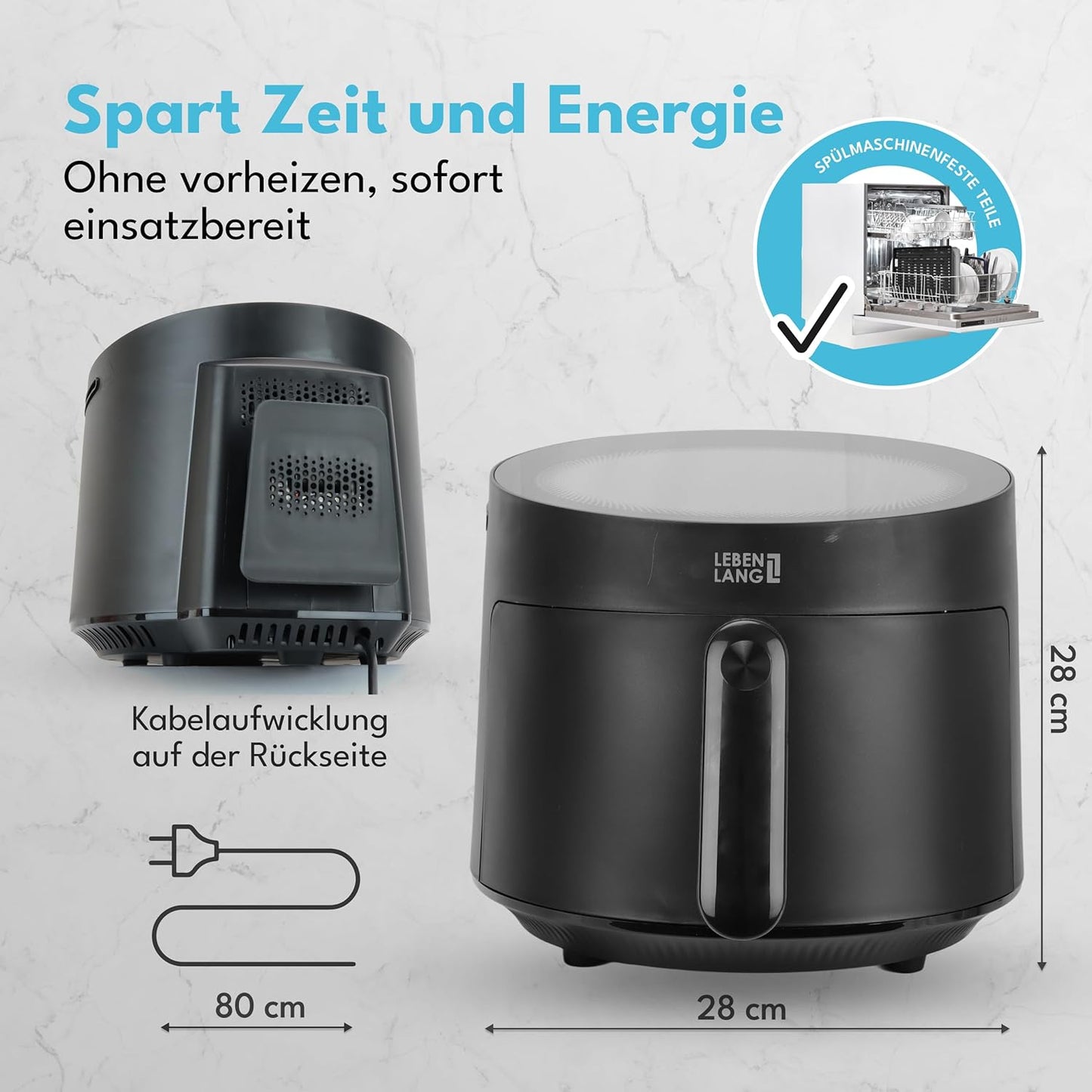 Heissluftfritteuse mit 8 Programmen (5L, 1500W)
