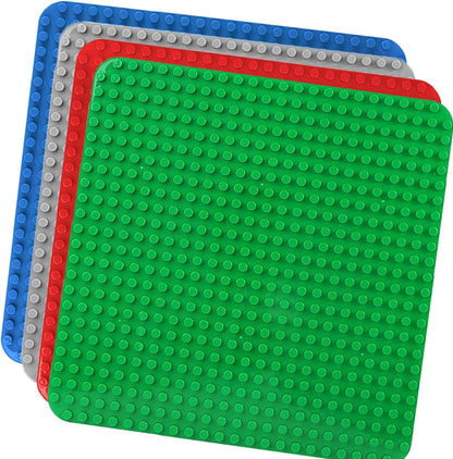 4-teiliges Bauplatten-Set für Duplo Steine, 4pcs (Grün,Blau,Rot,Grau)