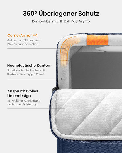 360° Tablet Hülle für 11", 10,9/11 Zoll für iPad/Pro/Air Navy Blau