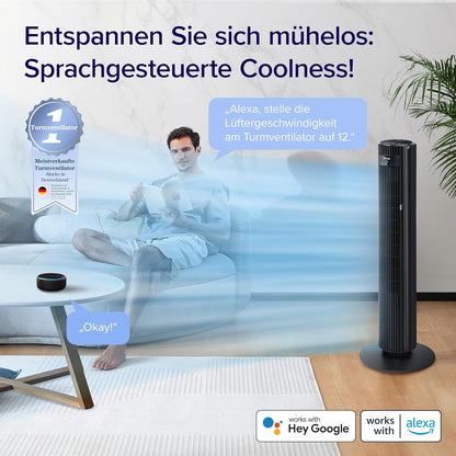 Smart Turmventilator, Schwarz