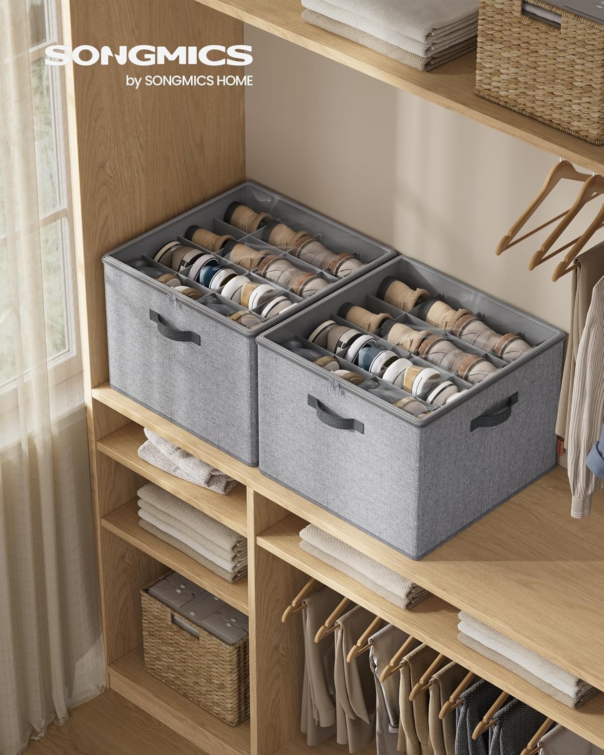2er-Set Schuh-Organizer, stapelbar LSP622GD01, 2er Set Taubengrau