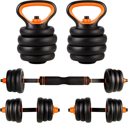 Hanteln Set: Kurzhanteln und Langhanteln, Orange-25kg