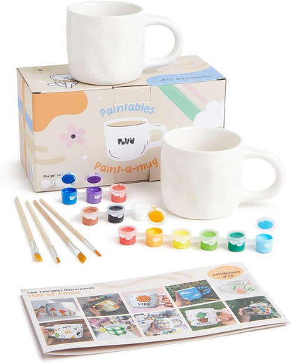 Keramik-Bemalen-Set mit Tassen, Doppel|Klassisches Tassenmalset