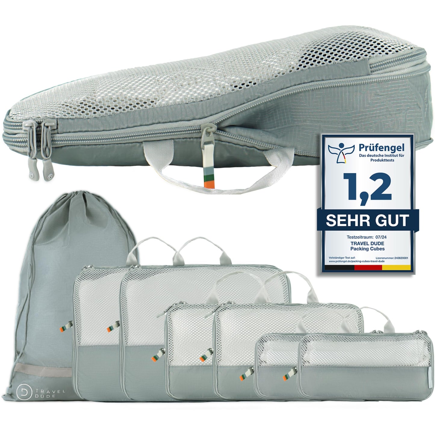 7-teiliges Packwürfel-Set, 7-teiliges Set Stahlblau