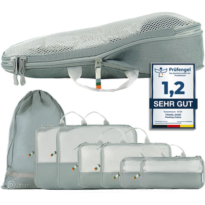 7-teiliges Packwürfel-Set, 7-teiliges Set Stahlblau
