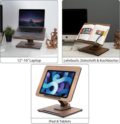 Verstellbarer Buch- und Laptop-Ständer aus Holz