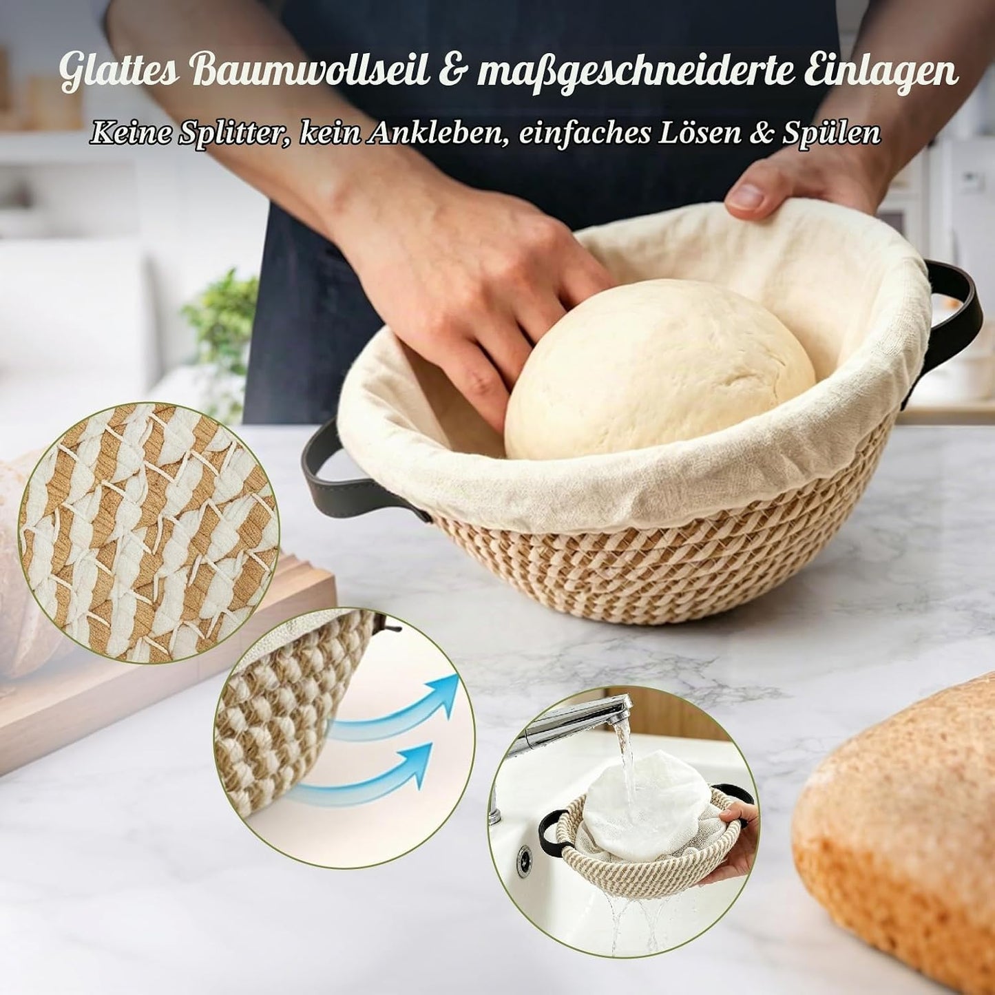 Sauerteig-Starter-Set mit Gärkörbchen und Zubehör, 21-baumwollseil Sauerteig Starter Set