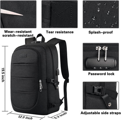 Laptop-Rucksack mit USB, 17.3 inch Schwarz