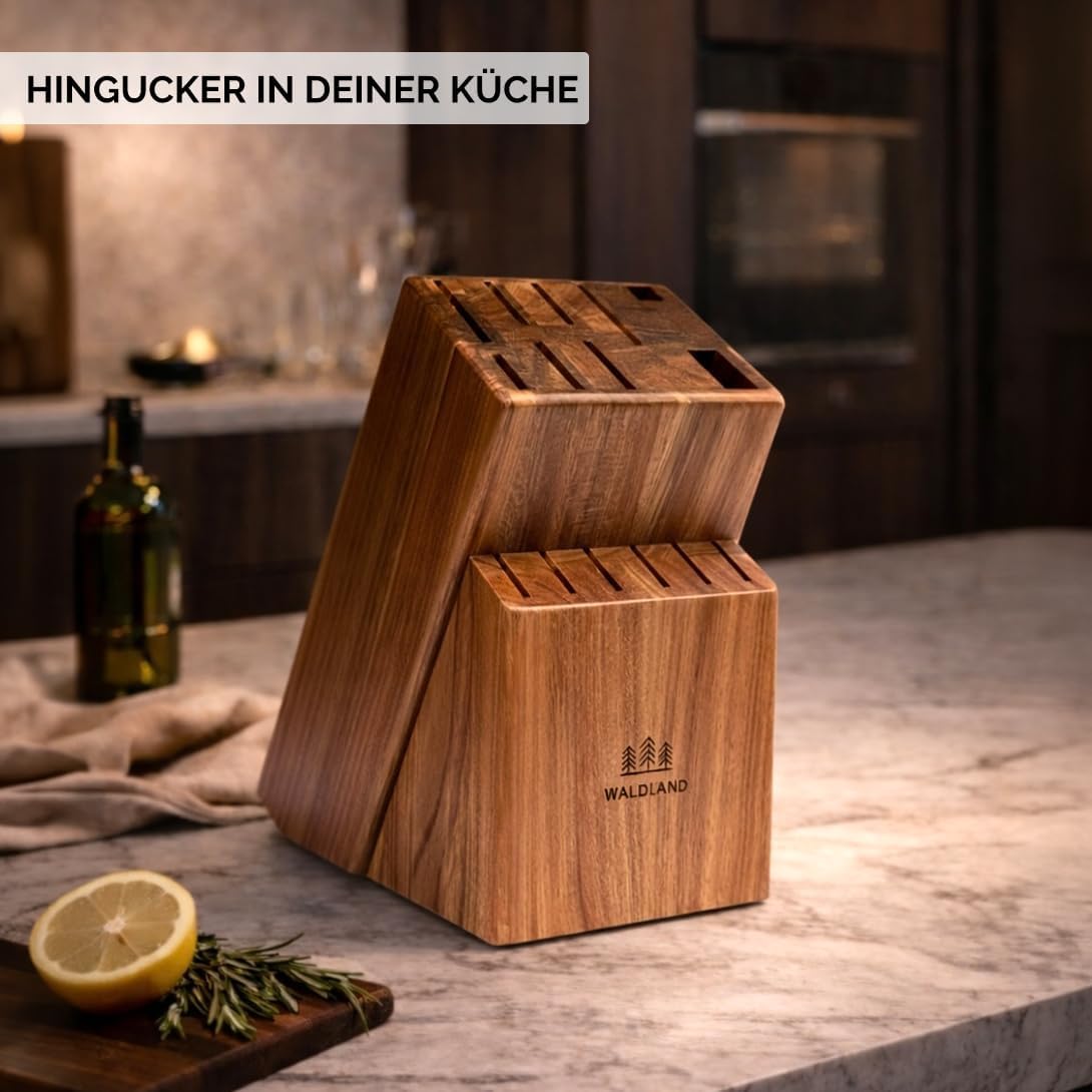 Messerblock mit Antirutsch-Füssen, Akazienholz Braun
