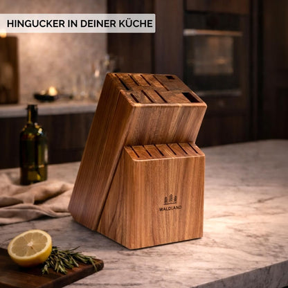 Messerblock mit Antirutsch-Füssen, Akazienholz Braun