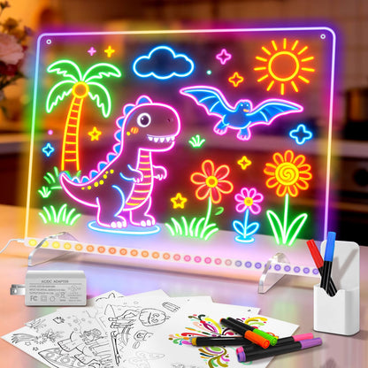 LED-Zeichenbrett für Kinder, 7 Filzstifte + Netzteil