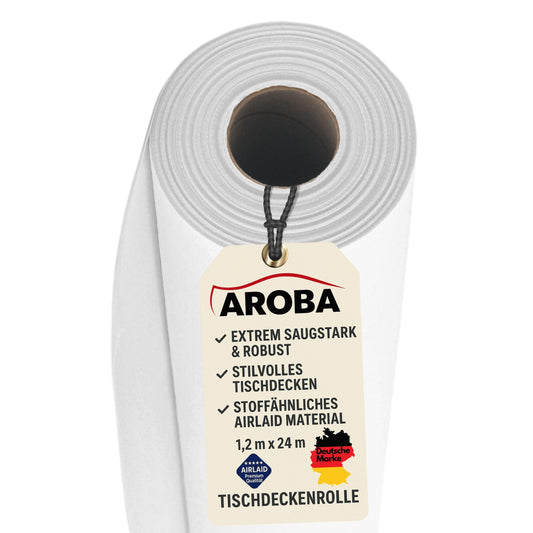 Airlaid Tischdeckenrolle, 2400 x 120 cm (Rechteckig) Weiß