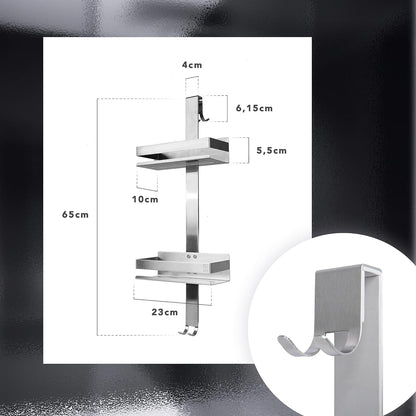 Duschablage mit 2 Hängekörben, zum Hängen Silber