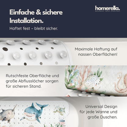 Rutschfeste Badewannenmatte, Light Aqua