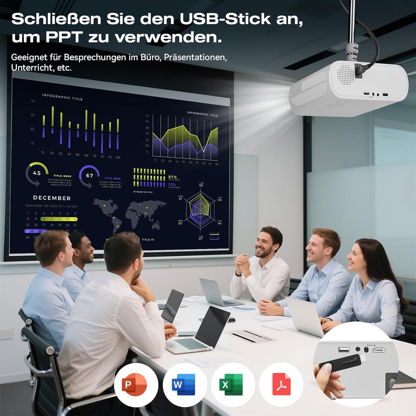 Mini Beamer mit Trapezkorrektur WiFi6