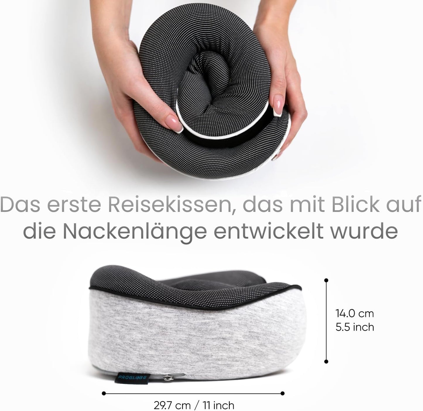 Nackenkissen und Schlafmaske, Grau